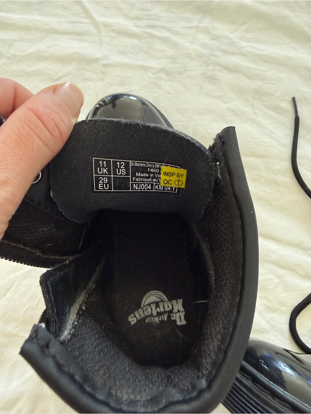 Dr. Martens kids Black Patent Lace-Up Ankle Boots